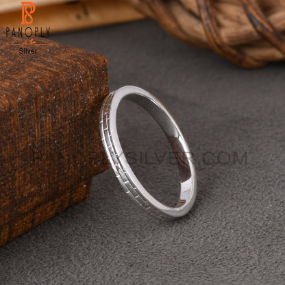 Minimalist Plain 925 Sterling Silver Ring Band