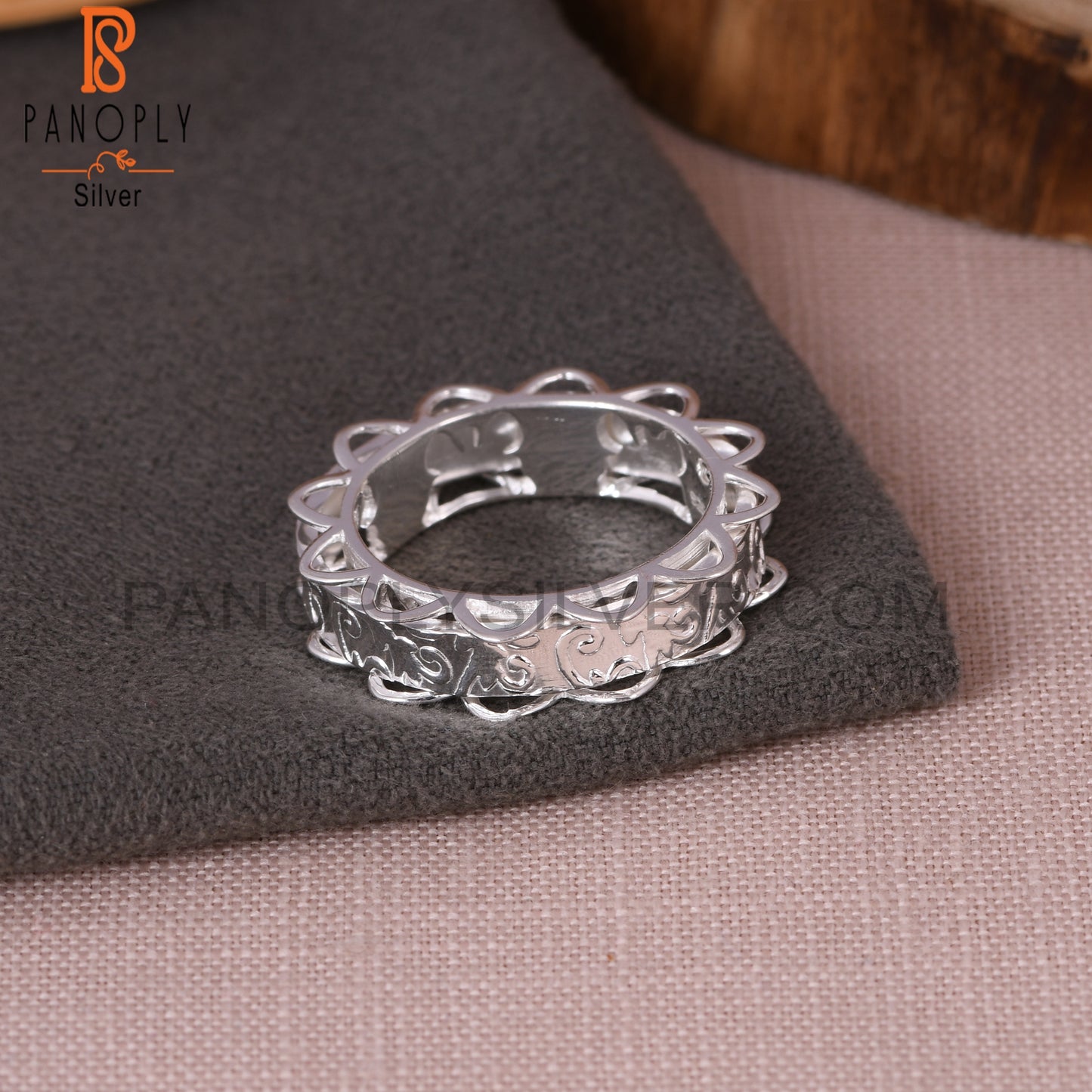 Handmade Texture 925 Sterling Silver Spinner Ring