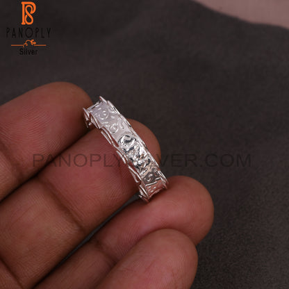 Handmade Texture 925 Sterling Silver Spinner Ring