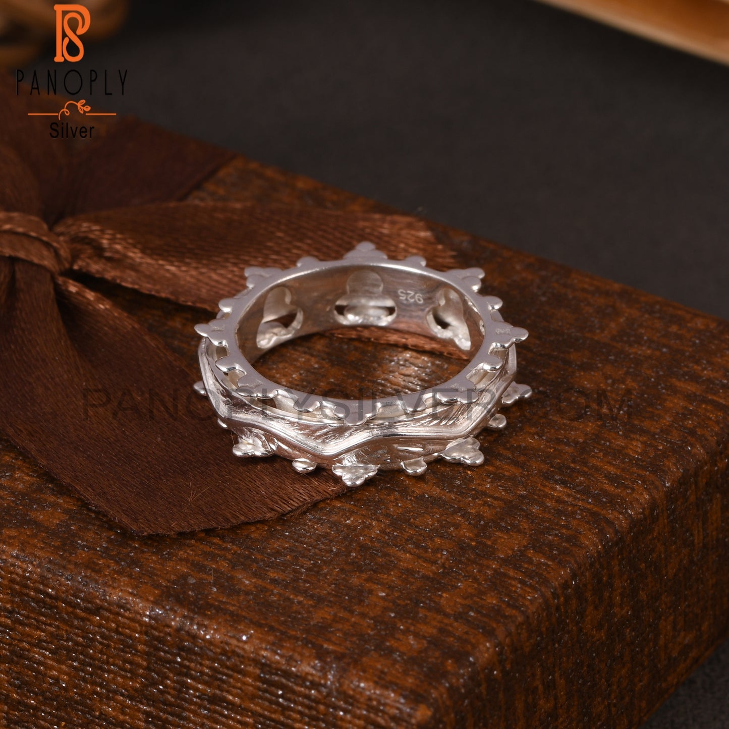 Engraved Ridges 925 Sterling Silver Ring