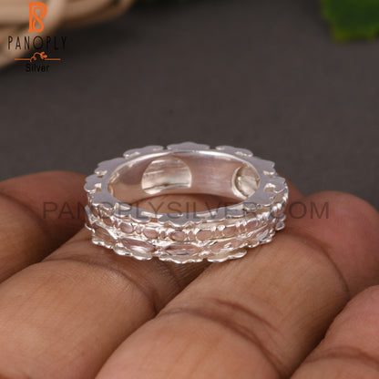 Handmade Texture 925 Sterling Silver Ring