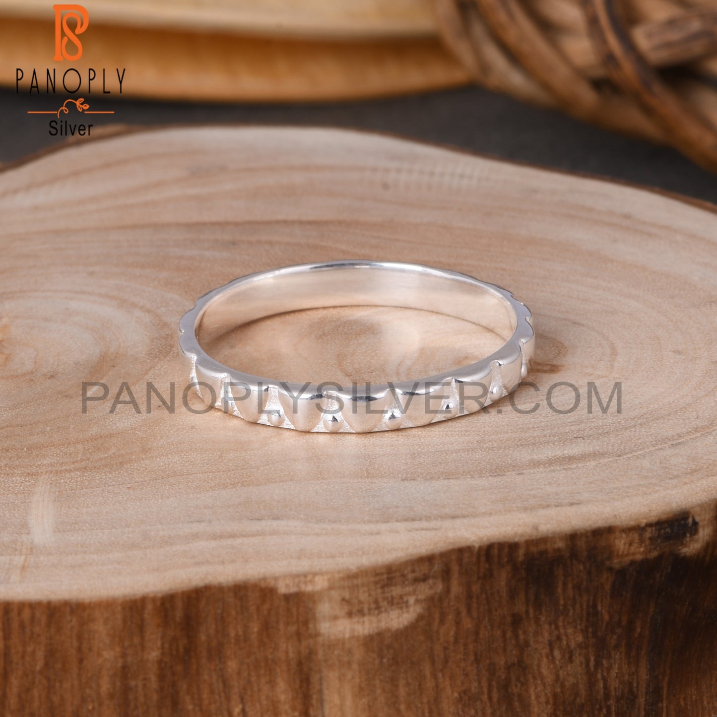 Pattern 925 Sterling Silver Ring Band