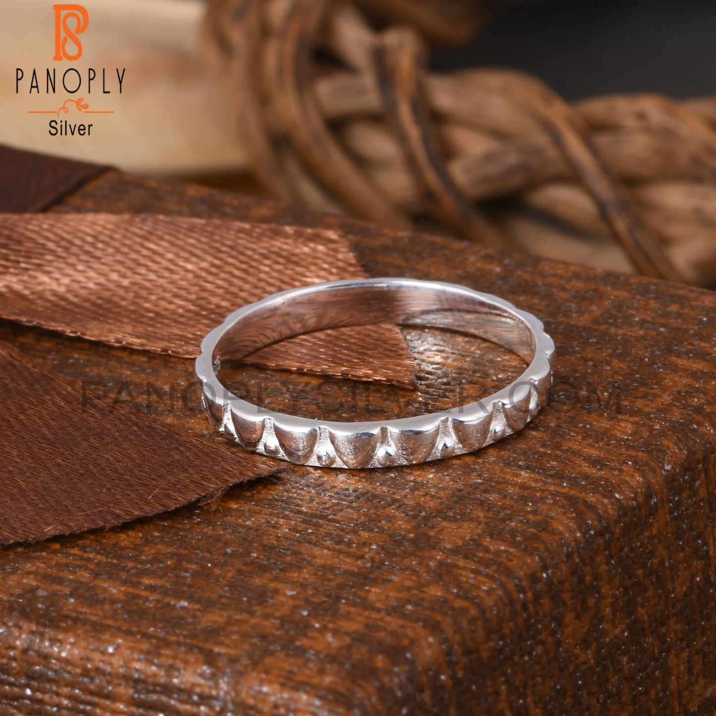 Pattern 925 Sterling Silver Ring Band