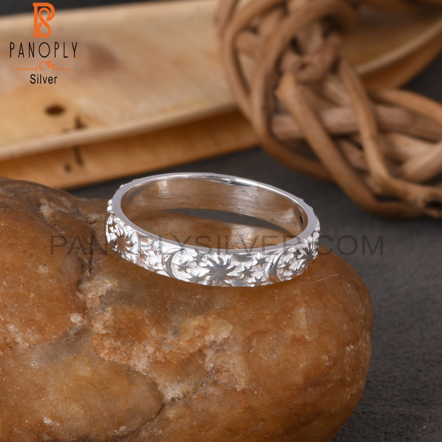 Moon Star 925 Sterling Silver Stackable Ring