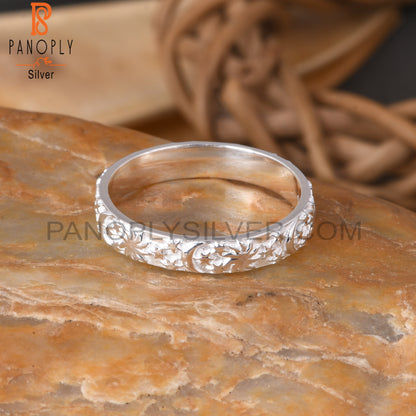 Moon Star 925 Sterling Silver Stackable Ring
