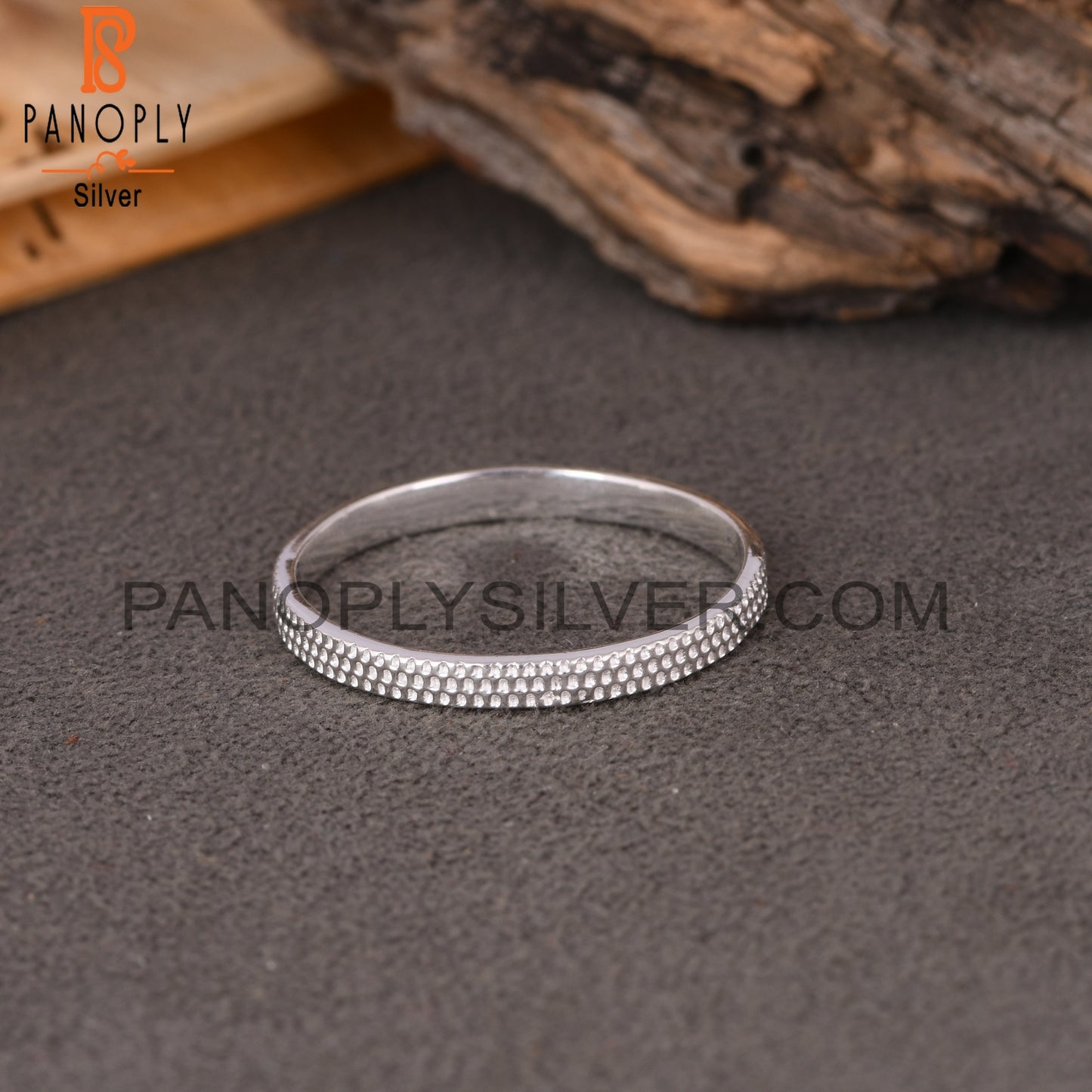Texture 925 Sterling Silver Ring Band