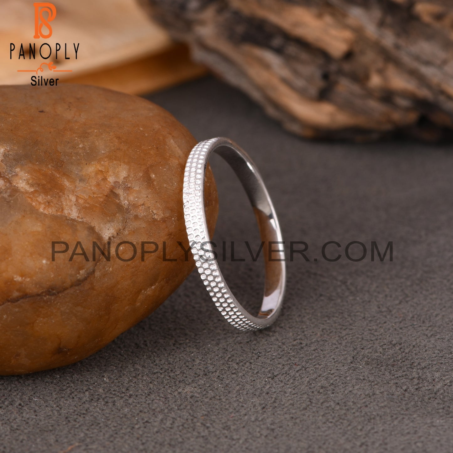 Texture 925 Sterling Silver Ring Band