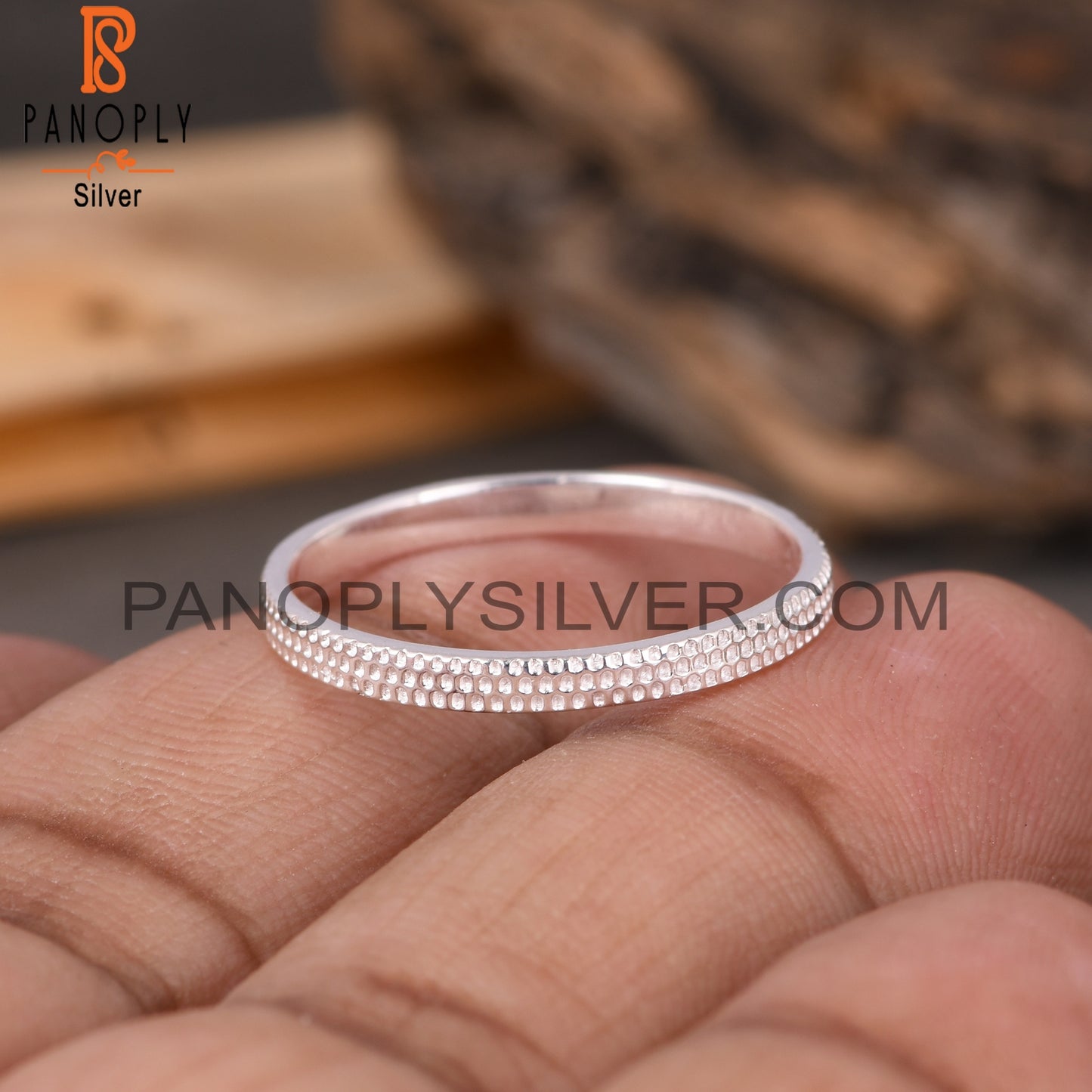 Texture 925 Sterling Silver Ring Band