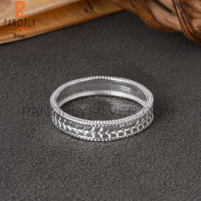 Handmade 925 Sterling Silver Leaf Pattern Ring