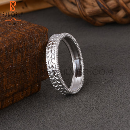 Handmade 925 Sterling Silver Leaf Pattern Ring