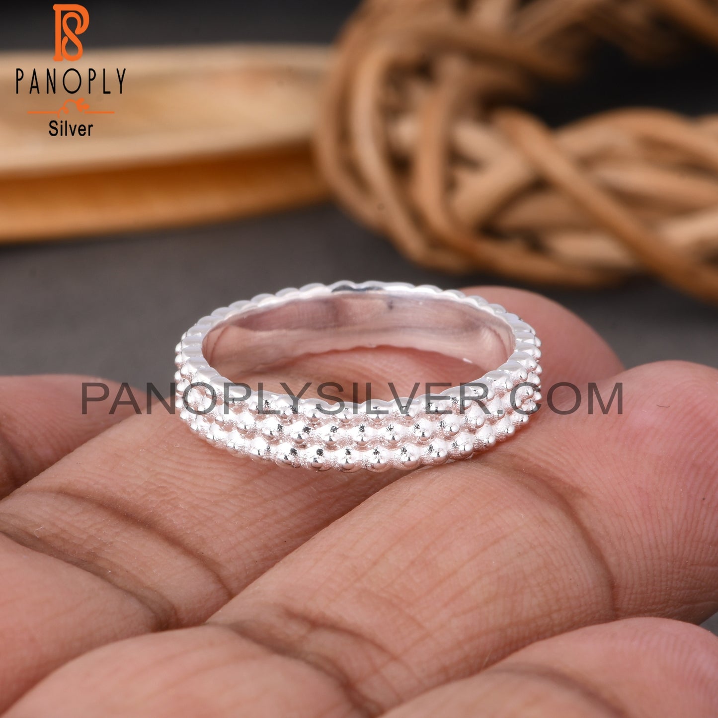 Spinner Dot Band 925 Sterling Silver Ring