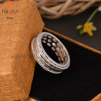 Two Band Twist Spinner Sterling Silver 925 Stamp Ring