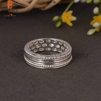 Two Band Twist Spinner Sterling Silver 925 Stamp Ring