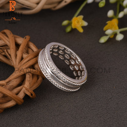 Two Band Twist Spinner Sterling Silver 925 Stamp Ring