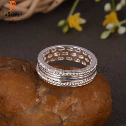 Two Band Twist Spinner Sterling Silver 925 Stamp Ring