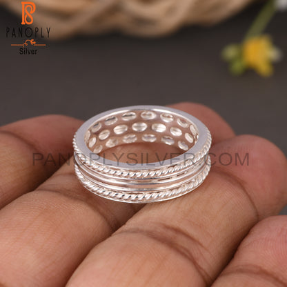 Two Band Twist Spinner Sterling Silver 925 Stamp Ring