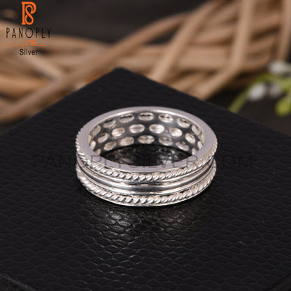 Two Band Twist Spinner Sterling Silver 925 Stamp Ring