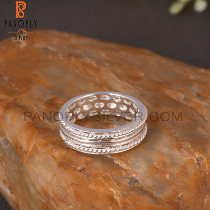 Two Band Twist Spinner Sterling Silver 925 Stamp Ring