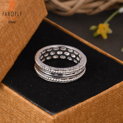 Two Band Twist Spinner Sterling Silver 925 Stamp Ring