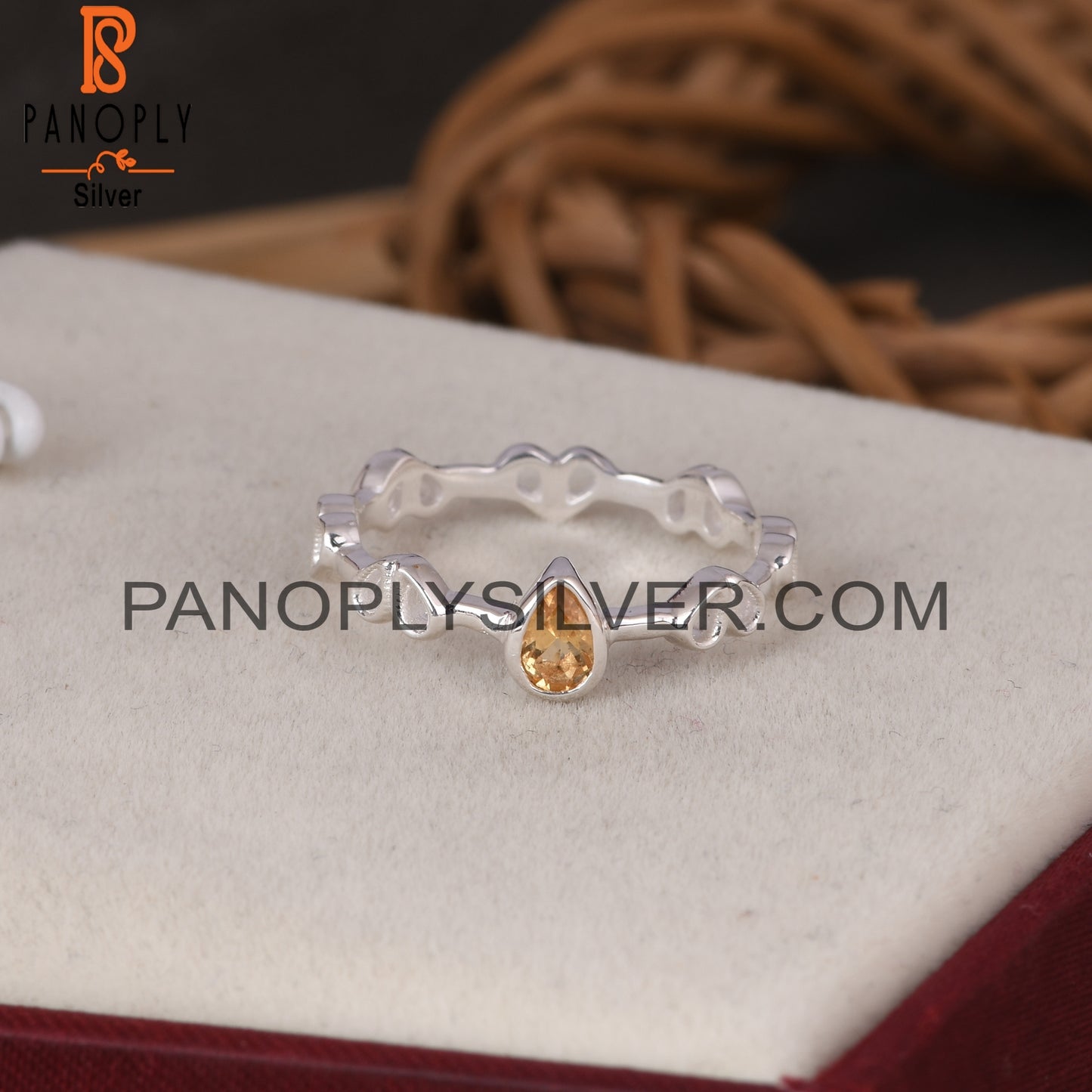 Citrine Pear 925 Sterling Silver Ring