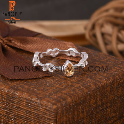 Citrine Pear 925 Sterling Silver Ring