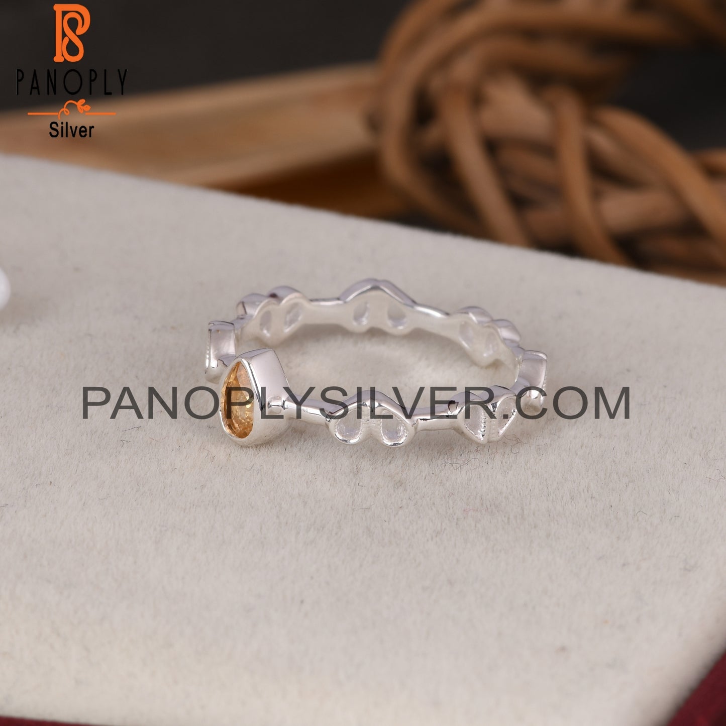 Citrine Pear 925 Sterling Silver Ring