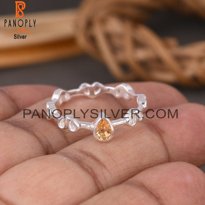 Citrine Pear 925 Sterling Silver Ring