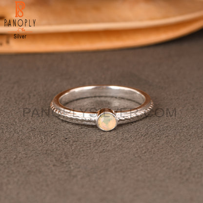 Ethiopian Opal Twist Band 925 Sterling Silver Ring