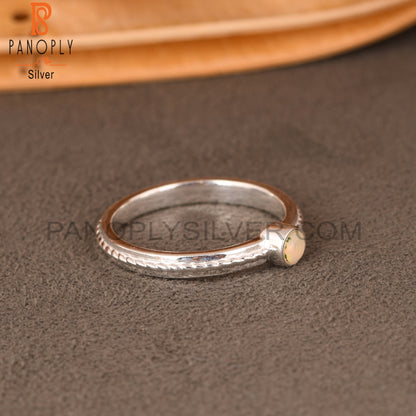 Ethiopian Opal Twist Band 925 Sterling Silver Ring