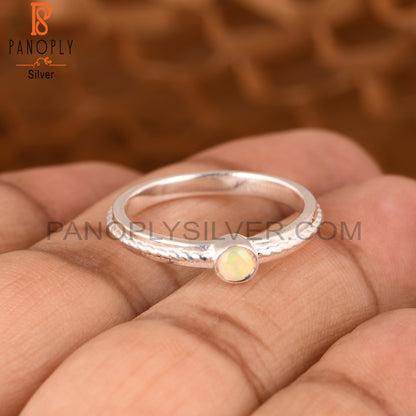Ethiopian Opal Twist Band 925 Sterling Silver Ring