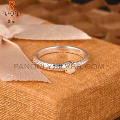 Ethiopian Opal Twist Band 925 Sterling Silver Ring