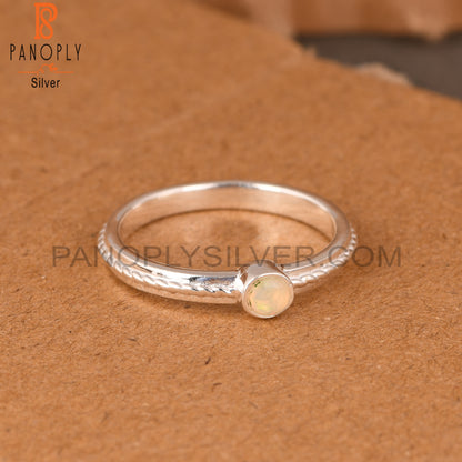 Ethiopian Opal Twist Band 925 Sterling Silver Ring