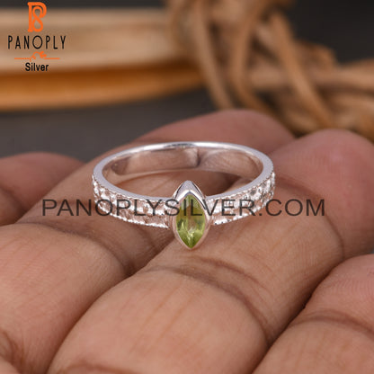 Peridot Marquise Shape Green 925 Sterling Silver Ring