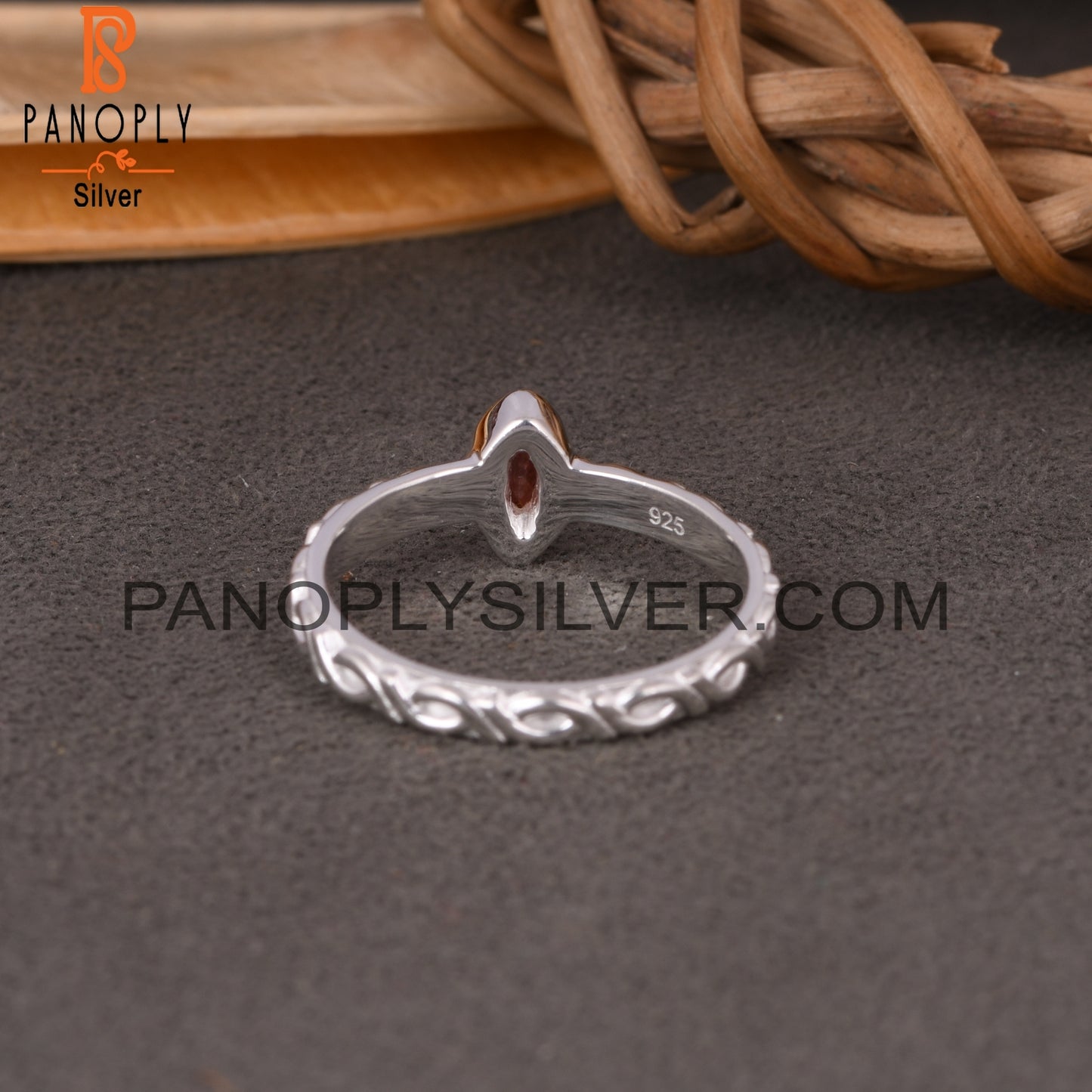 Garnet Marquise Shape 925 Sterling Silver Ring