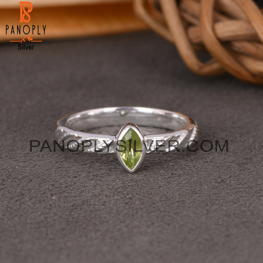 Twist Peridot Marquise 925 Sterling Silver Ring