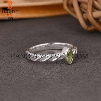 Twist Peridot Marquise 925 Sterling Silver Ring