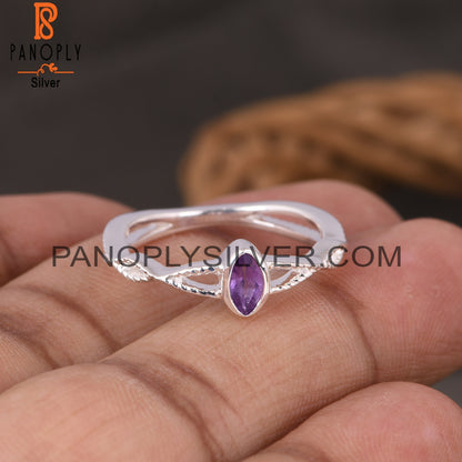 Twist Amethyst Marquise 925 Sterling Silver Ring