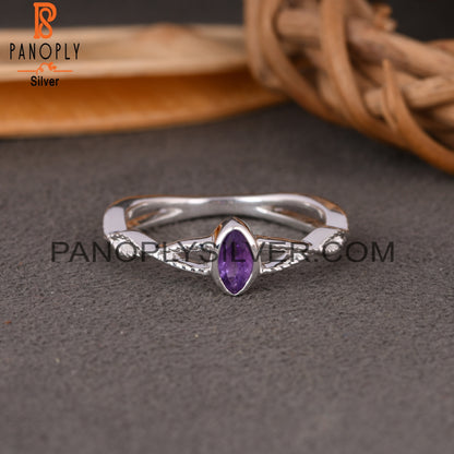 Twist Amethyst Marquise 925 Sterling Silver Ring
