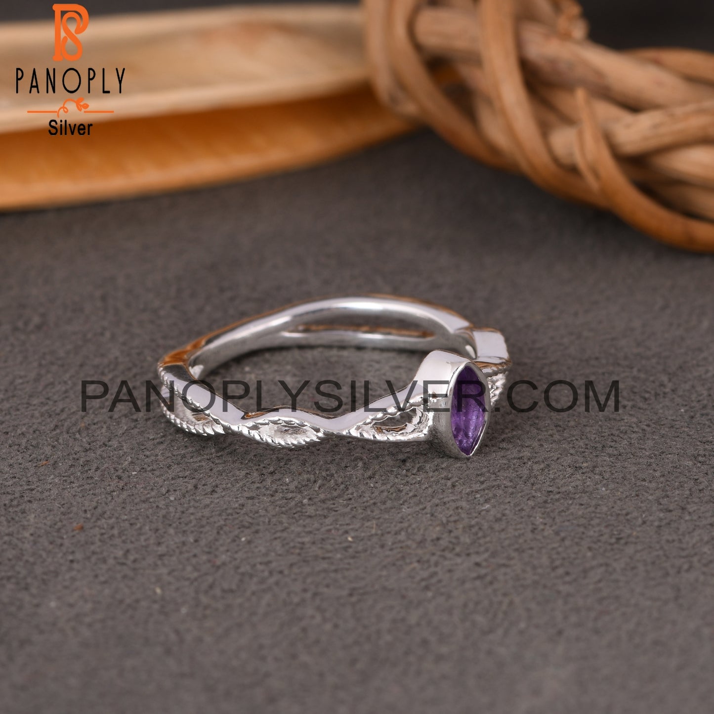 Twist Amethyst Marquise 925 Sterling Silver Ring