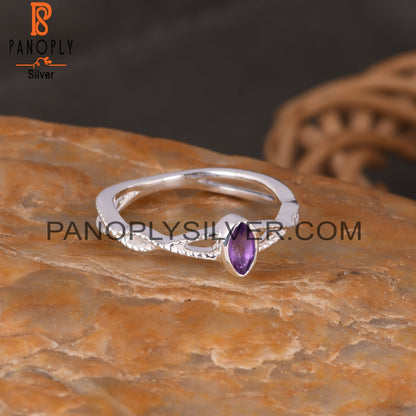 Twist Amethyst Marquise 925 Sterling Silver Ring