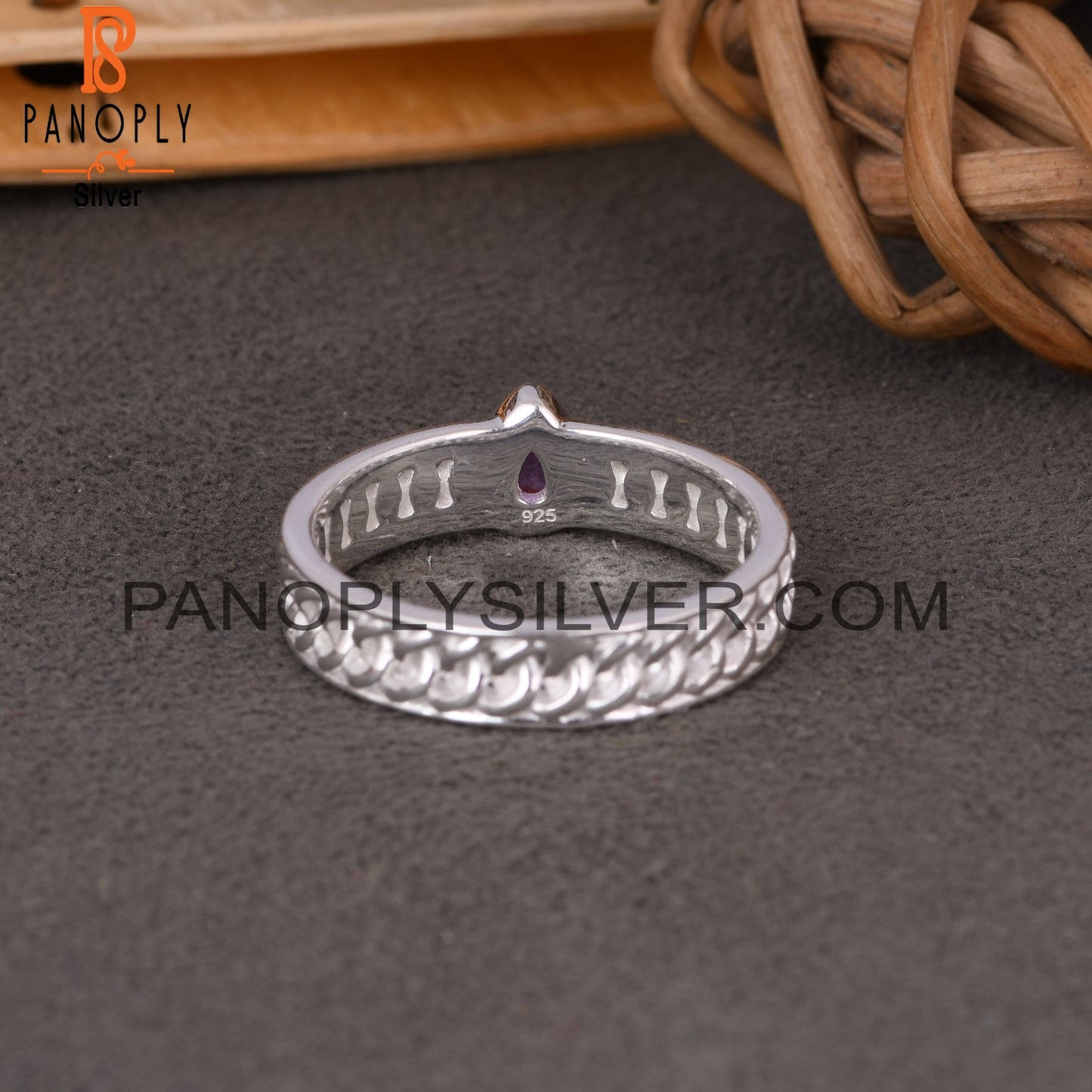 Amethyst Pear 925 Sterling Silver Ring