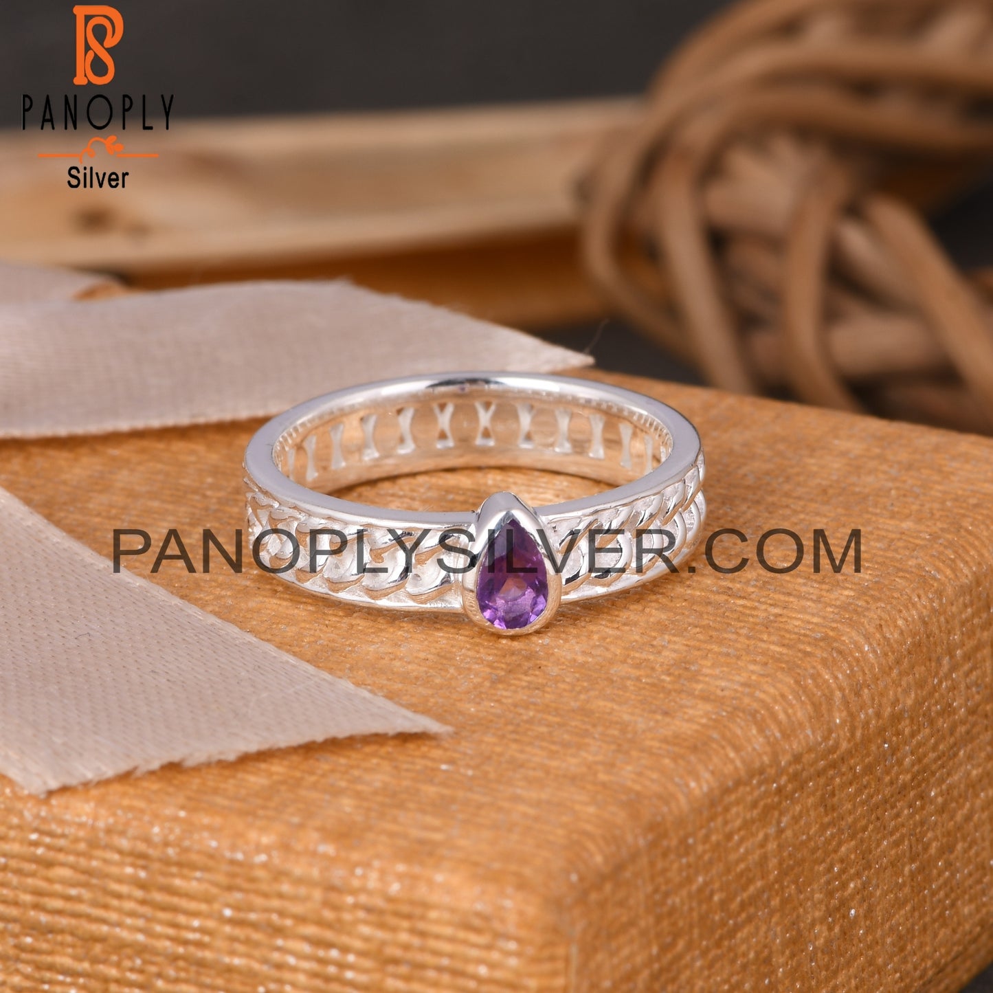 Amethyst Pear 925 Sterling Silver Ring