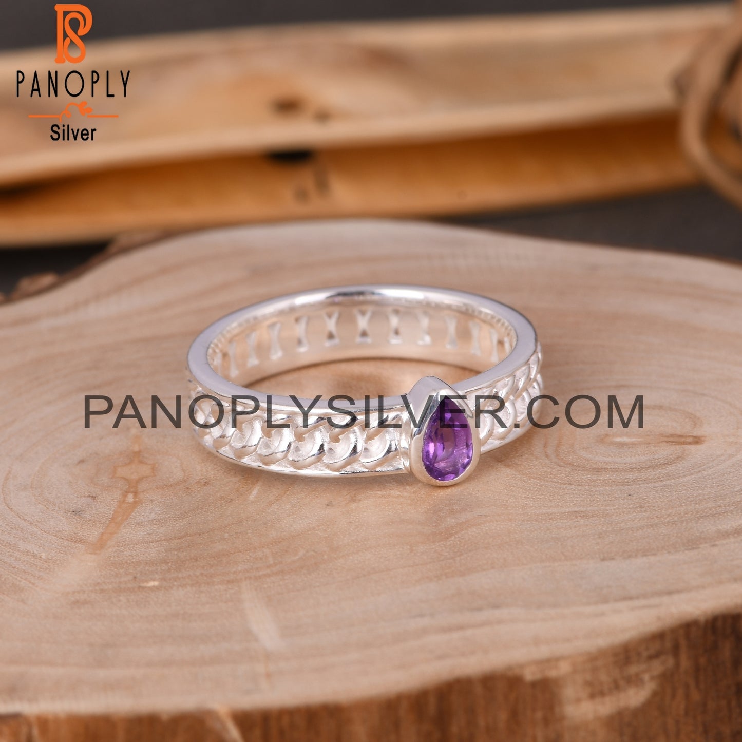 Amethyst Pear 925 Sterling Silver Ring