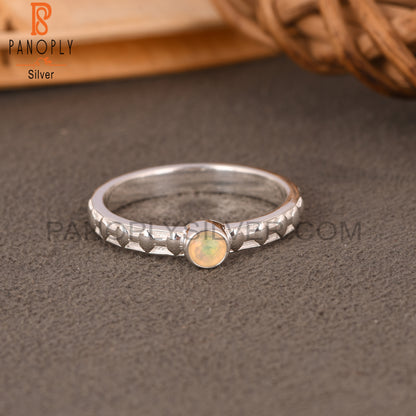 Ethiopian Opal Round 925 Silver Ring
