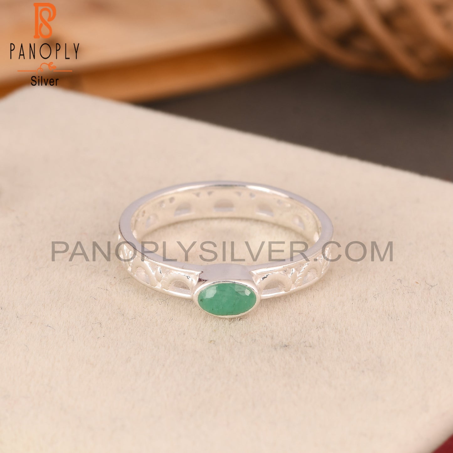 Emerald Oval 925 Sterling Silver Ring