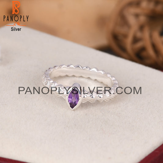 Amethyst Marquise 925 Sterling Silver Wedding Ring