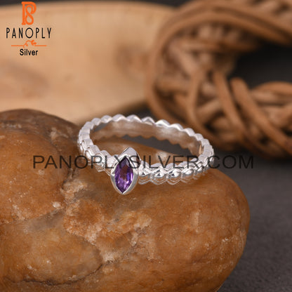 Amethyst Marquise 925 Sterling Silver Wedding Ring
