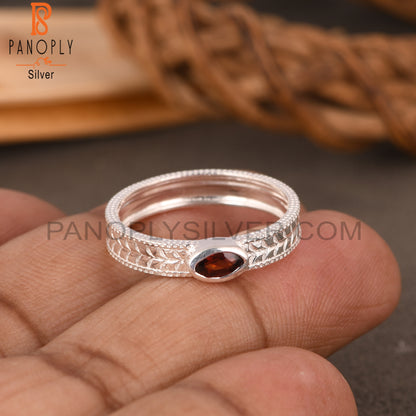 Garnet Oval 925 Sterling Silver Ring