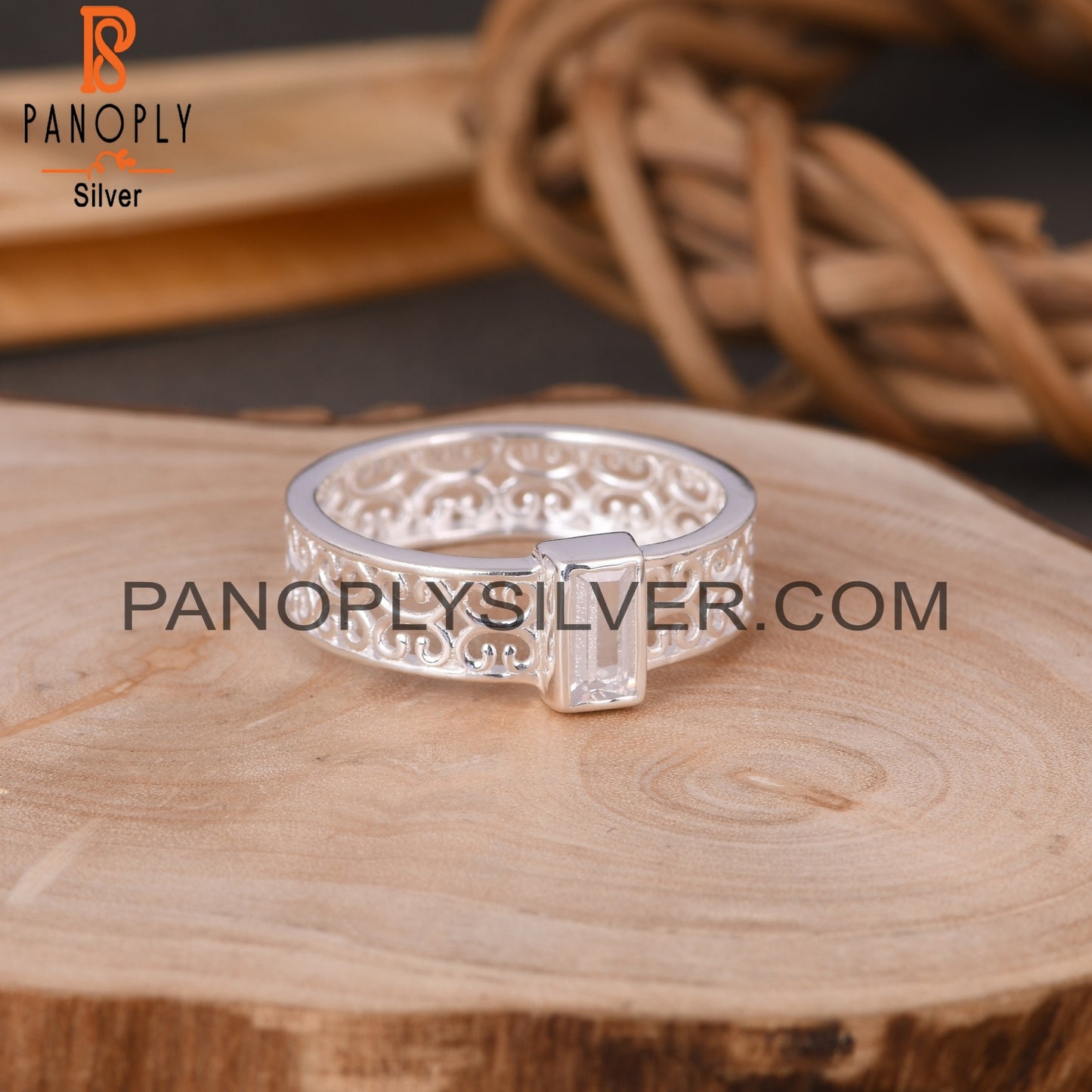 Branch Spinner Cubic Zirconia 925 Sterling Silver Ring