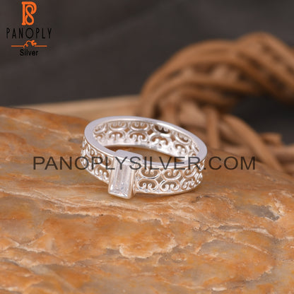 Branch Spinner Cubic Zirconia 925 Sterling Silver Ring